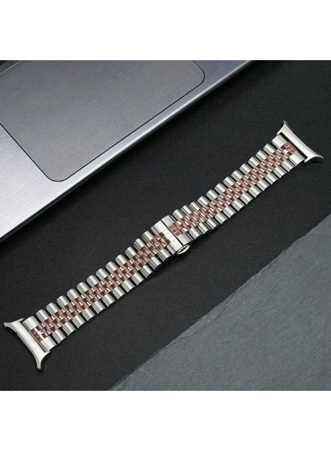 O Ozone Metal Bands Compatible with Samsung Galaxy Watch Ultra 47mm (2024),  Stainless Steel Replacement Wristband Strap Men Women for Galaxy Watch 7 Ultra 47mm - Rose gold & Silver - Image 4