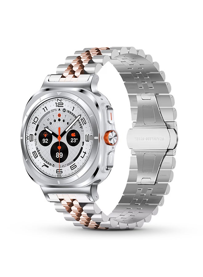 O Ozone Metal Bands Compatible with Samsung Galaxy Watch Ultra 47mm (2024),  Stainless Steel Replacement Wristband Strap Men Women for Galaxy Watch 7 Ultra 47mm - Rose gold & Silver - Image 1