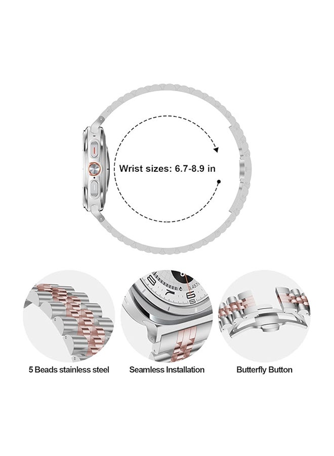O Ozone Metal Bands Compatible with Samsung Galaxy Watch Ultra 47mm (2024),  Stainless Steel Replacement Wristband Strap Men Women for Galaxy Watch 7 Ultra 47mm - Rose gold & Silver - Image 3