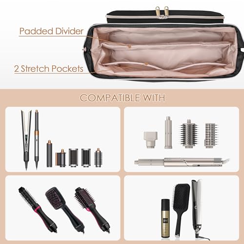 Fasrom Hair Tools Travel Bag with Heat Resistant Mat for Flat Iron, Curling Iron and Straightener, 2 in 1 Blow Dryer Organizer Case for Styling Appliances and Hot Items, Black (Patent Design) - Image 2