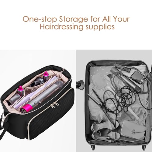 Fasrom Hair Tools Travel Bag with Heat Resistant Mat for Flat Iron, Curling Iron and Straightener, 2 in 1 Blow Dryer Organizer Case for Styling Appliances and Hot Items, Black (Patent Design) - Image 4