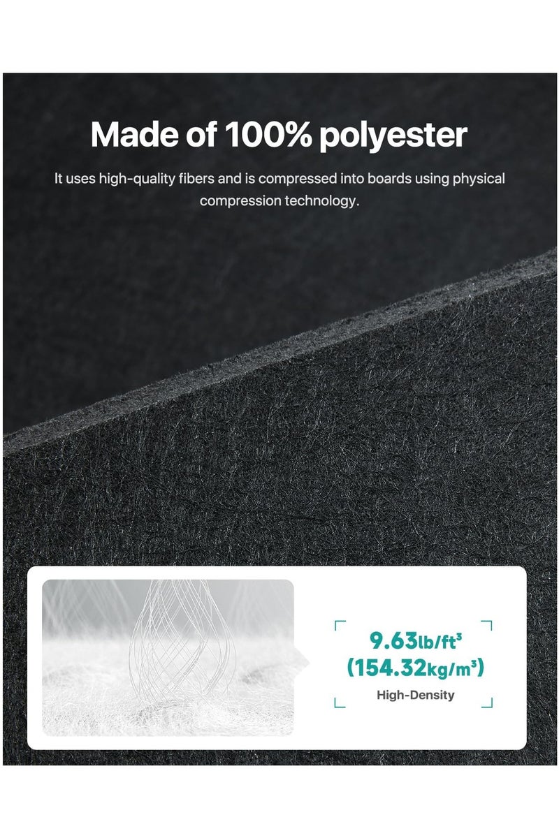 Acoustic Panels Sound Absorbing Self-Adhesive, Acoustic Wall Panels 12 Pack Wall Decoration Soundproof Wall Panels High-Density Sound Proofing Panels Tiles For Walls 12" X 12" X 0.4" - Image 3