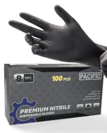 Pacific PPE 8 MIL قفازات النتريل السوداء الثقيلة الغذاء آمنة اللاتكس ميكانيكي حرة تمامًا القبعة ذات القفازات الصناعية القابلة للتصرف كبيرة - Image 1
