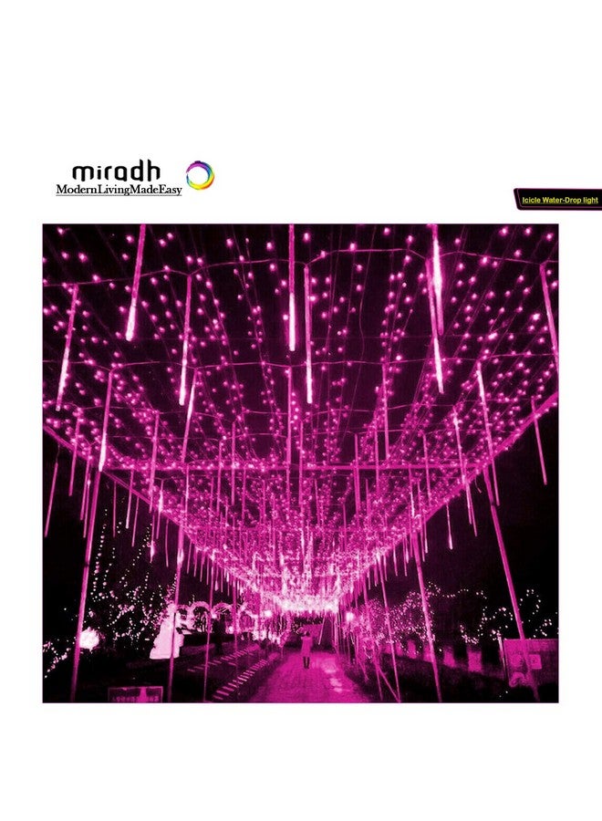 Miradh Rain Drop Icicle Falling Lights - 11.8 inch 8 Tubes 192LEDs for Diwali, Christmas, Home & Outdoor Decoration (Pink) - Image 4