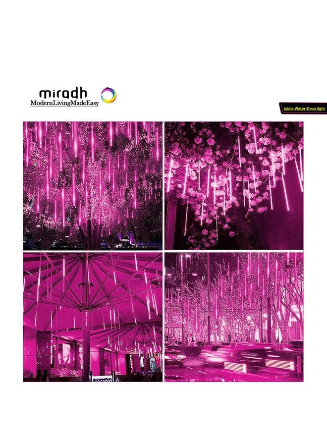 Miradh Rain Drop Icicle Falling Lights - 11.8 inch 8 Tubes 192LEDs for Diwali, Christmas, Home & Outdoor Decoration (Pink) - Image 2
