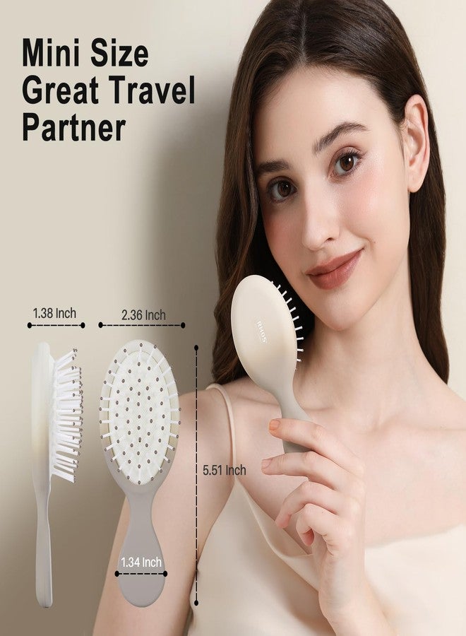 RHOS Mini Hair Brush for Women,Men and Kids-Travel Size Hair Brush for Purse,Pocket,backpack-Small Cushion Paddle Brush with Soft Bristles-Mini Detangler Brush for All Hair Types(1 Pack-Olive Wood) - Image 2