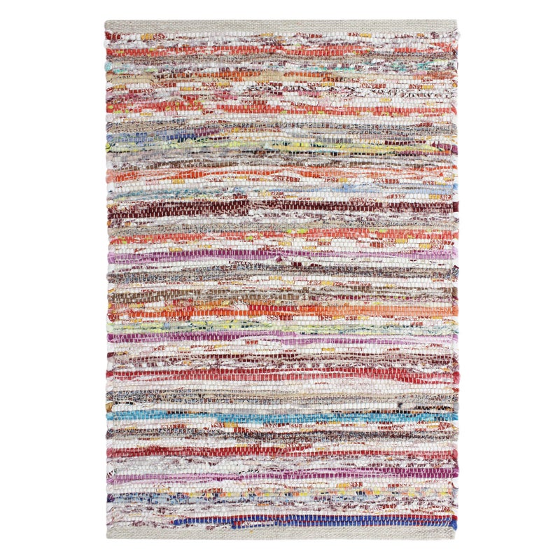 COTTON CRAFT Cotton Chindi Rag Rug - Boho Farmhouse Rustic Area Accent Throw Rug - Handwoven Reversible Natural Recycled Yarn Carpet - Living Room Kitchen Entrance Home Gift - 20 x 32 in - Multi Color - Image 1