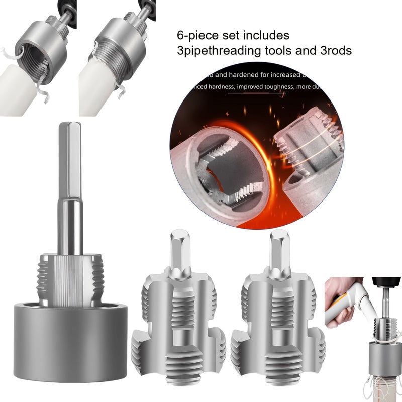 6 Piece Heavy Duty Pipe Threading Tool Set Upgraded Internal External Tap - Image 1