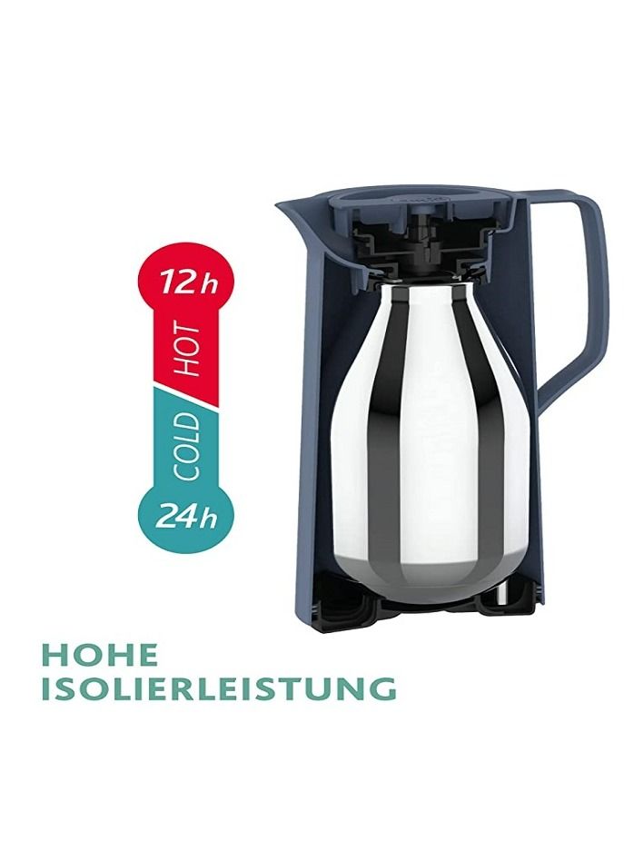 emsa إبريق مفرغ من الهواء من طراز Emsa N41704 Motiva | سعة 1 لتر | إغلاق سريع بالضغط | 12 ساعة ساخنًا و24 ساعة باردًا | لمبة زجاجية | قارورة | صنع في ألمانيا | تصميم نورديك | أبيض - Image 4