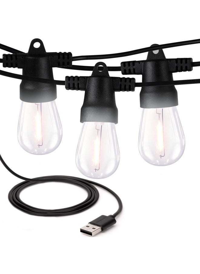 brightech Ambience Pro USB Powered String Lights - 24 Ft Commercial Grade Waterproof String Lights Outdoor Shatterproof Patio Lights for Camping Backyard Porch - 1W LED Soft White Light  - Image 1
