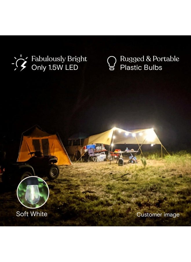 brightech Ambience Pro USB Powered String Lights - 24 Ft Commercial Grade Waterproof String Lights Outdoor Shatterproof Patio Lights for Camping Backyard Porch - 1W LED Soft White Light  - Image 3