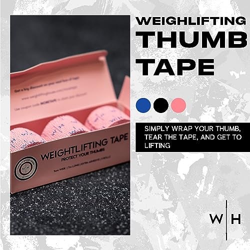 Weightlifting House Thumb Tape - Athletic Grip Tape - Extra Adhesive Workout Hand Tape for Weightlifting, Hook Grip and Lifting Weights 7 m / 23 ft/roll. (Pink) - Image 2
