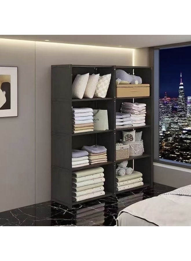 شيك مستلزمات تخزين الدولاب، رف تخزين دولاب محمول، مناسب لملابس الأطفال والكبار، يستخدم في الخزائن وغرف النوم والحمامات والمكاتب، لون أسود. - Image 1