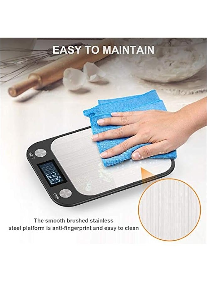 ميكسد مقياس مطبخ رقمي عالي الدقة مع شاشة LCD كبيرة - منصة الفولاذ المقاوم للصدأ - تصميم رقيق جدا - يزن من إلى 15 كجم - لون أسود - Image 3