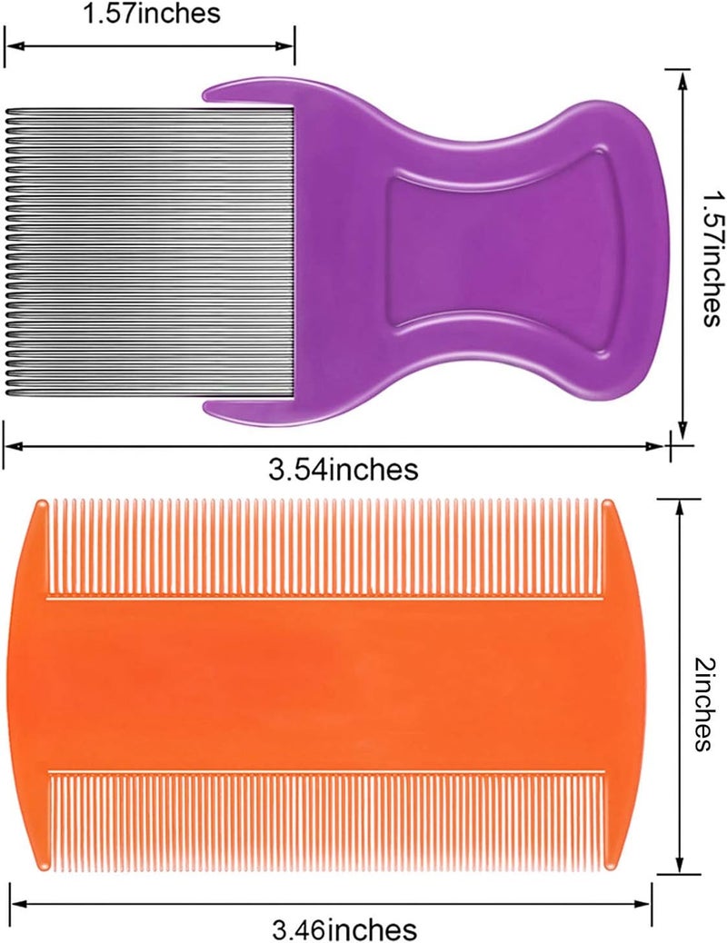 Maitys 8 Pieces Flea Lice Combs Double Sided Lice Removal Comb Hair Grooming Comb with Metal Teeth (Orange, Blue, Purple, White, 3.5 x 2 Inch, 3.54 x 1.57 Inch) - Image 1