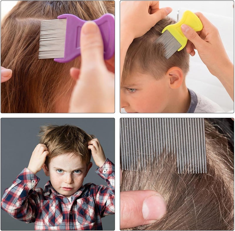 Maitys 8 Pieces Flea Lice Combs Double Sided Lice Removal Comb Hair Grooming Comb with Metal Teeth (Orange, Blue, Purple, White, 3.5 x 2 Inch, 3.54 x 1.57 Inch) - Image 4
