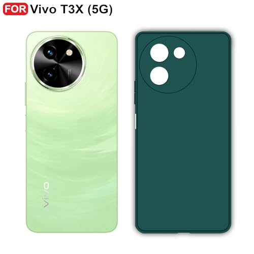 CEDO Back Cover for Vivo T3X (5G) | Camera Bump Protection & Inner Velvet Fabric Lining | Ultra Slim Matte Soft Rubberised Case Cover (Green) - Image 2