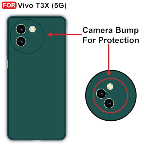 CEDO Back Cover for Vivo T3X (5G) | Camera Bump Protection & Inner Velvet Fabric Lining | Ultra Slim Matte Soft Rubberised Case Cover (Green) - Image 3