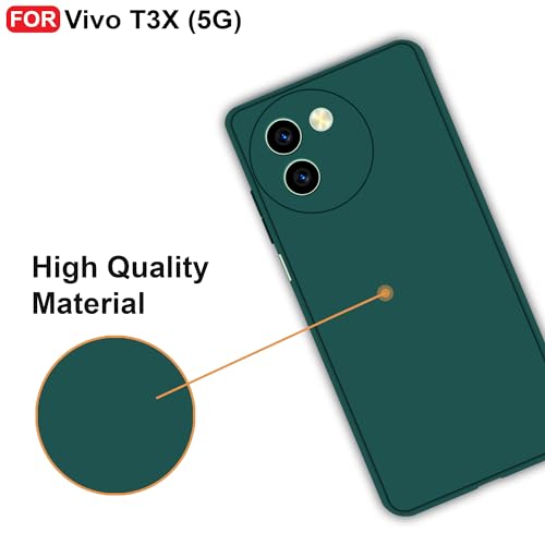 CEDO Back Cover for Vivo T3X (5G) | Camera Bump Protection & Inner Velvet Fabric Lining | Ultra Slim Matte Soft Rubberised Case Cover (Green) - Image 5