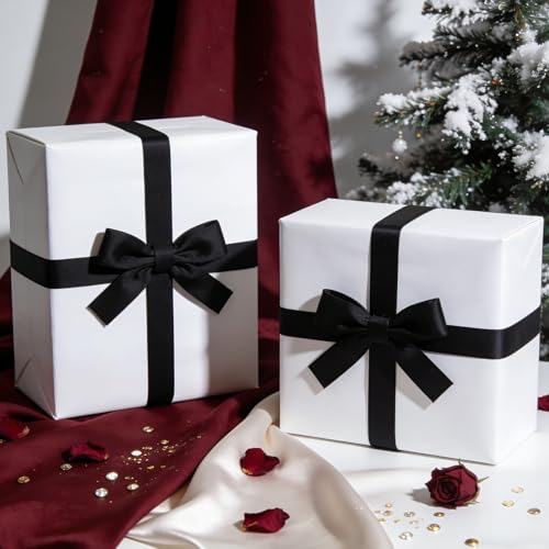 SUTOUG Black Satin Ribbon 1-1/2 Inch x 2 Rolls Black Wide Satin Fabric Ribbon for Gift Packaging, Christmas, Wedding, Flower Bouquet, Holiday Party, Invitation, Total 50 Yards - Image 3