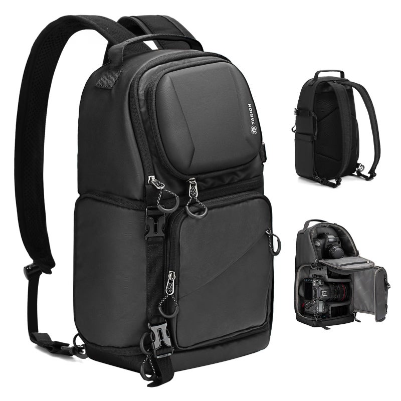 TARION Camera Backpack Sling Bag 9L Compact Camera Bag 2in1 Waterproof Crossbody Sling Bag with Side Access Dual Strap Raincover for Photographers TRS - Image 2