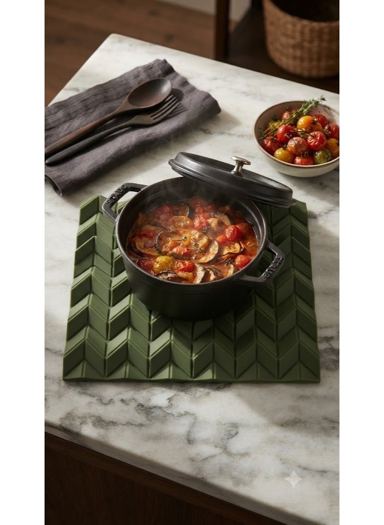 Geometric Heat-Resistant Silicone Trivet Mat for Cookware - Image 2