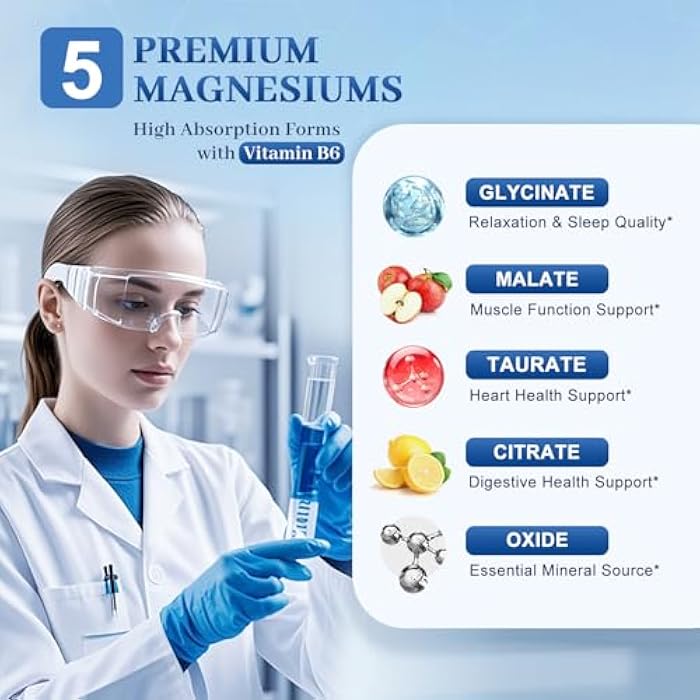 FUNRICH 5 in 1 Magnesium Complex Supplement w/Vitamin B6, Higher Absorption Magnesium Supplement - for Sleep, Nerves & Heart Health, Bones, Muscle, Recovery, Energy | Vegan Non-GMO, 120 Capsules - Image 3
