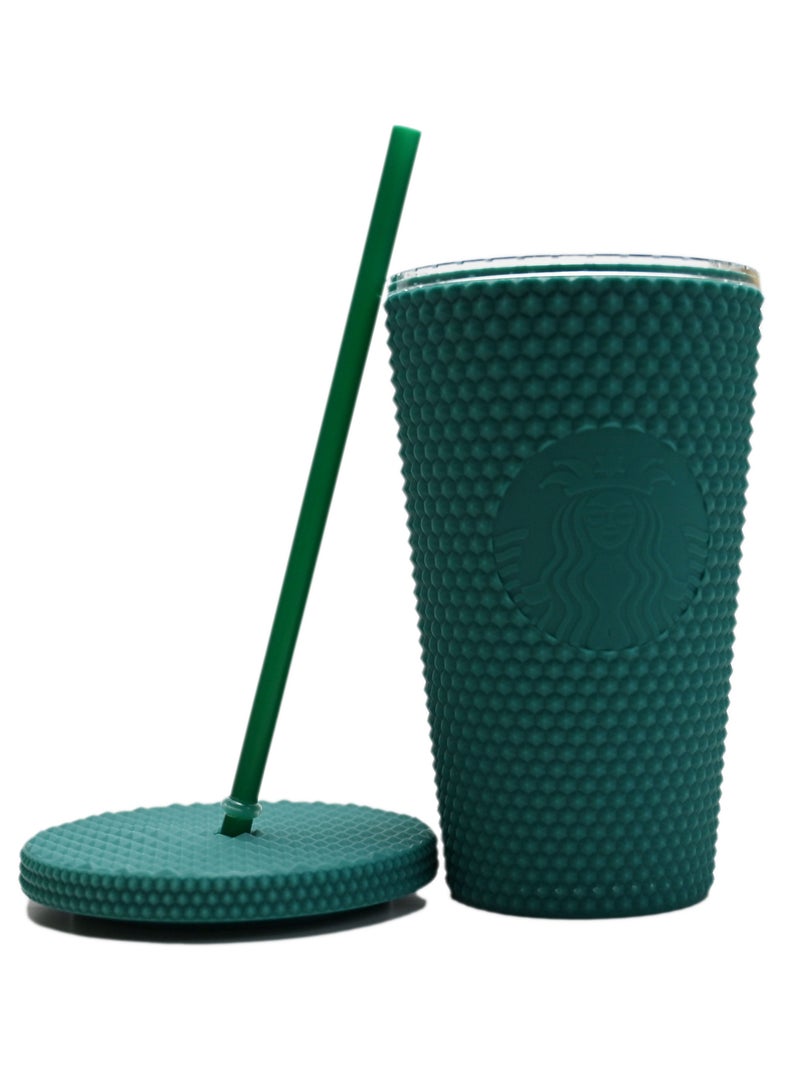 كوب أخضر خالٍ من مادة BPA سعة 500 مل مع شفاطة: تصميم مرصع - Image 3