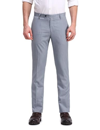Arrow Men Tapered fit Polyester SolidMid-Rise waistTrousers(ARAEOTR1619_Grey_36) - Image 1