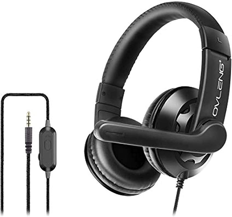 Komc 3.5mm Wired Gaming Headset, Over-Ear Headphone Black Color With Noise Canceling With Rotating Microphone For Playstation 4, Laptop, Pc, Mobile Phone Ov-P2 Black, M - Image 1