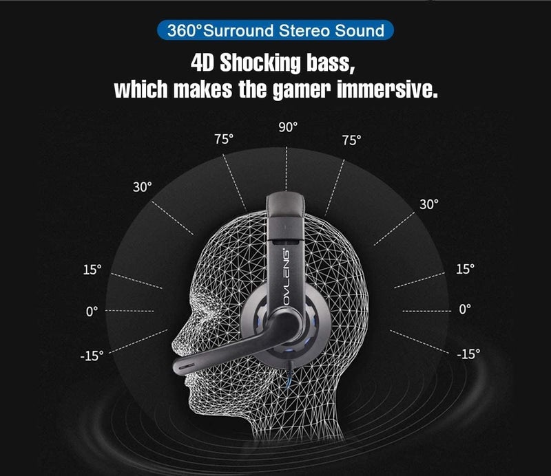 Komc 3.5mm Wired Gaming Headset, Over-Ear Headphone Black Color With Noise Canceling With Rotating Microphone For Playstation 4, Laptop, Pc, Mobile Phone Ov-P2 Black, M - Image 4