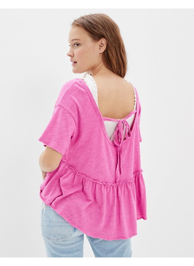 American Eagle تي شيرت AE كبير الحجم برقبة على شكل حرف V  - Image 2