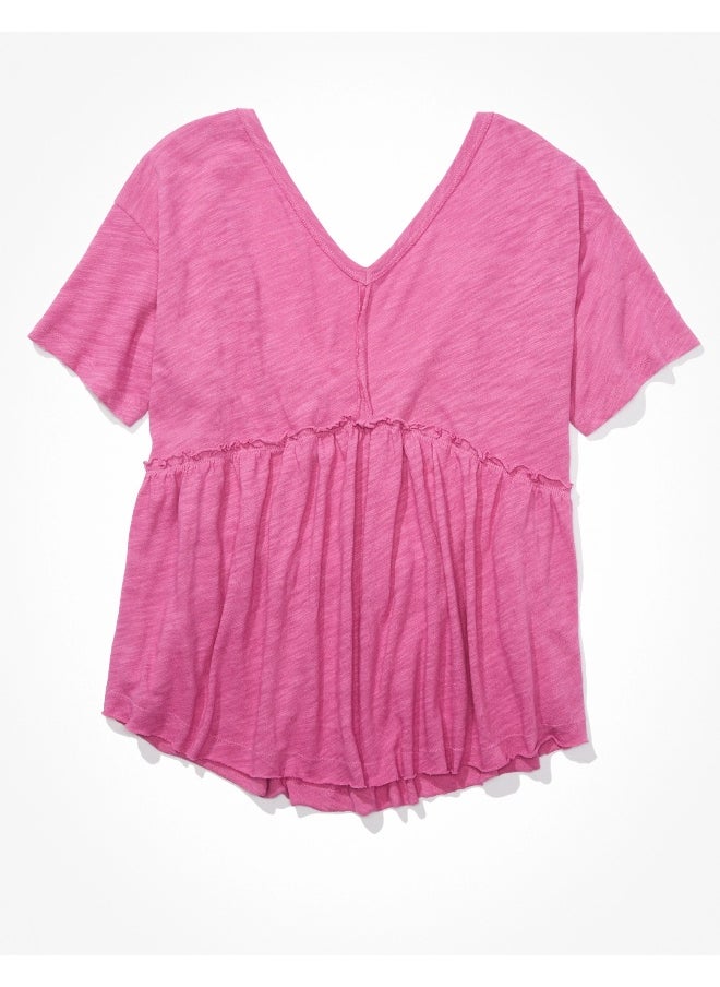 American Eagle تي شيرت AE كبير الحجم برقبة على شكل حرف V  - Image 4
