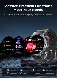 RollsTimi  Smart Watches for Men Women, Military Smartwatch with Bluetooth Call IP68 Waterproof 1.32" HD Rugged Tactical Fitness Watch Tracker Heart Rate Monitor  - Image 2