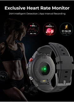 RollsTimi  Smart Watches for Men Women, Military Smartwatch with Bluetooth Call IP68 Waterproof 1.32" HD Rugged Tactical Fitness Watch Tracker Heart Rate Monitor  - Image 4