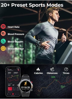 RollsTimi  Smart Watches for Men Women, Military Smartwatch with Bluetooth Call IP68 Waterproof 1.32" HD Rugged Tactical Fitness Watch Tracker Heart Rate Monitor  - Image 3