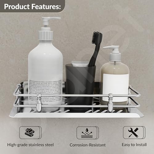 Planet Stainless Steel Multi Purpose Bathroom/Shelf/Bathroom Racks and Shelf/Steel Bathroom Shelf/Rack/Bathroom Steel Rack/Kitchen Shelf/Bathroom Accessories (9 Inches)(Pack of 1) - Image 3