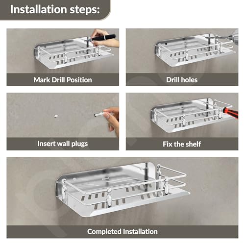 Planet Stainless Steel Multi Purpose Bathroom/Shelf/Bathroom Racks and Shelf/Steel Bathroom Shelf/Rack/Bathroom Steel Rack/Kitchen Shelf/Bathroom Accessories (9 Inches)(Pack of 1) - Image 4