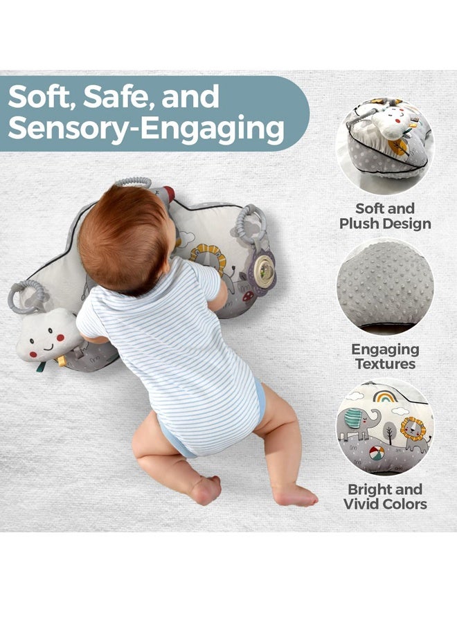 Vinnatsu Baby Pillow，Baby Play pillow with Bell, Teether, Rattle Paper,Baby Neck Support Pillow for Travel Soft Infant Head Support Cushion Baby's Head Shaping Pillow Babies and Toddler Bedding Grey Cute Shape Suitable for Gift Giving - Image 4