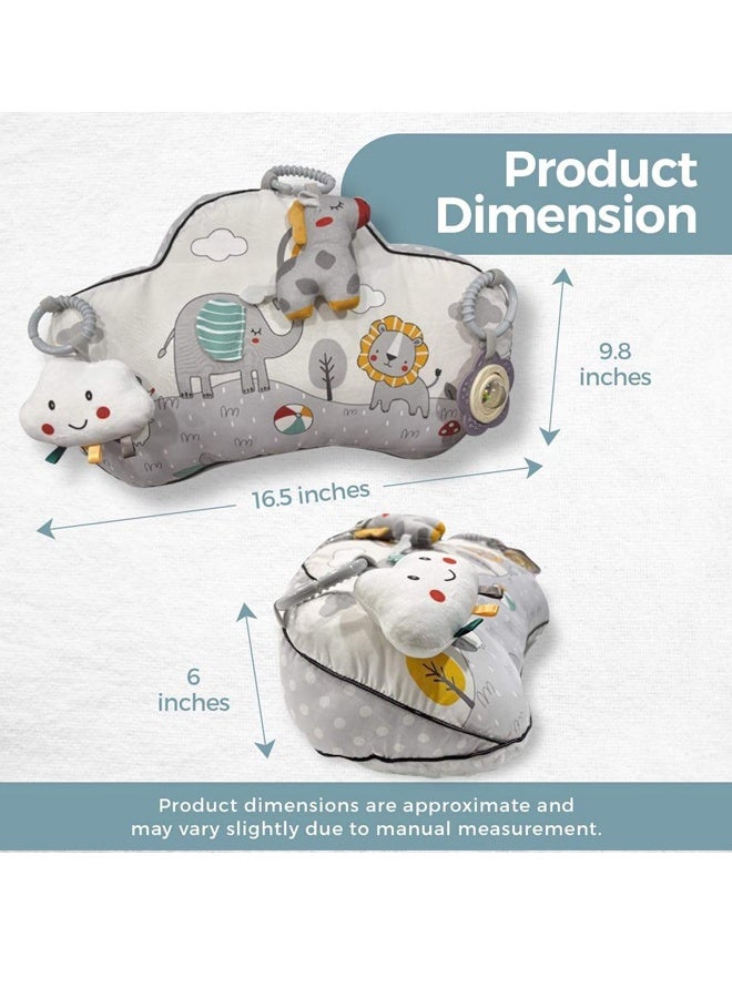Vinnatsu Baby Pillow，Baby Play pillow with Bell, Teether, Rattle Paper,Baby Neck Support Pillow for Travel Soft Infant Head Support Cushion Baby's Head Shaping Pillow Babies and Toddler Bedding Grey Cute Shape Suitable for Gift Giving - Image 5