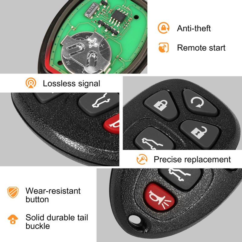 VOFONO Key Fob, Keyless Entry Remote Start Control Replacement Fits for GMC Acadia 2007-2016 Yukon XL/Chevy Suburban Tahoe Traverse/Cadillac Escalade SRX/Buick Enclave FCC ID: OUC60270, OUC60221, 15913415 - Image 5