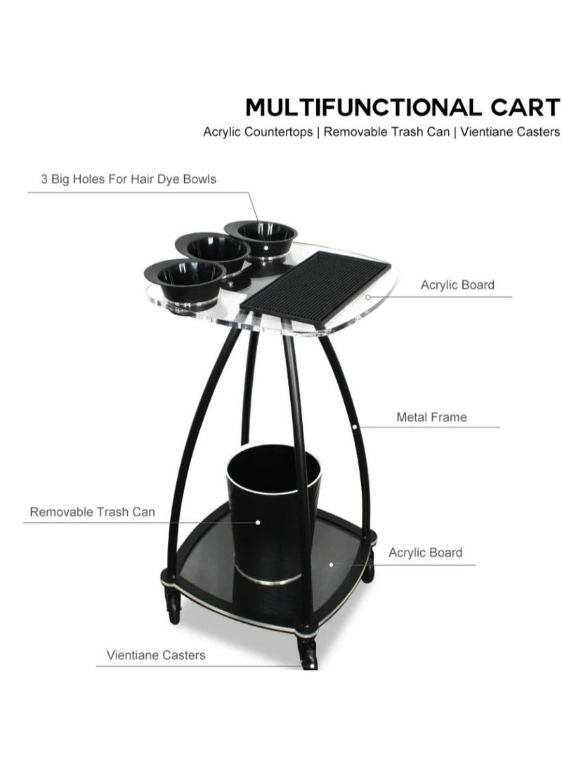 Professional Salon Rolling Utility Cart Hairstyling Trolley Tray - Image 2