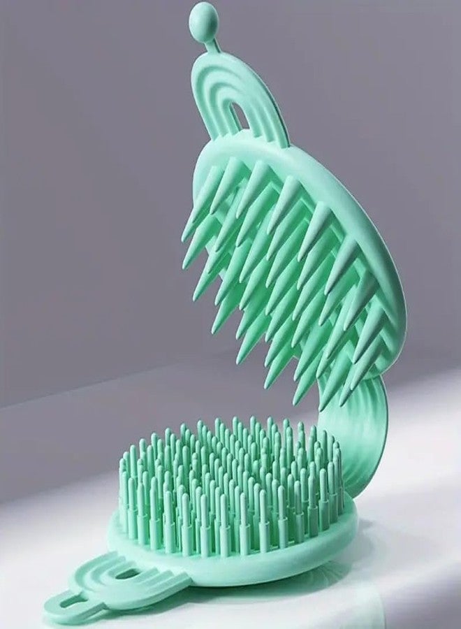 OVERSEASE Candy Color Double Side Hair Washing Spa Head Body Scalp Massage Brush Comb Magic Handle Hair Scalp Massage Shampoo Brush (Multicolour) - Image 1