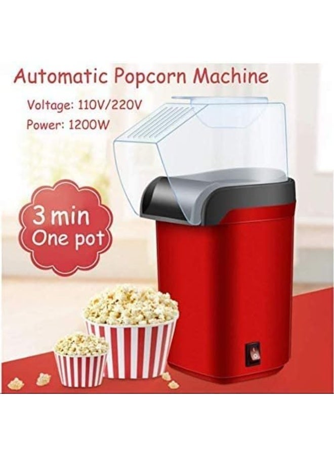 DKH Popcorn Maker Machine, 1200W Hot Air, Oil-Free, BPA-Free, Red, 18 Cup Capacity with Butter Tray - Image 3