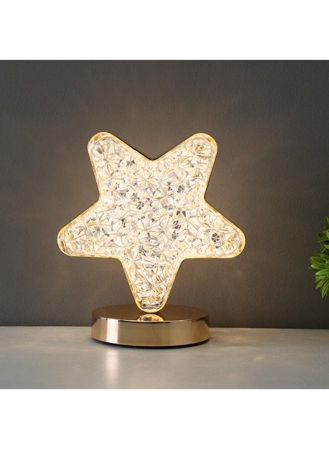 Crystal Star Led Touch Control Table Lamp, USB Rechargeable Acrylic 3 Way Touch Sensor Bedside Moon Desk Lamp, Cute Atmosphere LED Nightstand Lamp for Bedroom, Nursery, Living Room - Image 1
