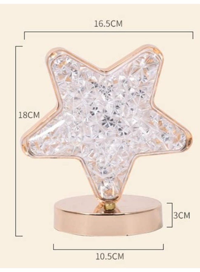 Crystal Star Led Touch Control Table Lamp, USB Rechargeable Acrylic 3 Way Touch Sensor Bedside Moon Desk Lamp, Cute Atmosphere LED Nightstand Lamp for Bedroom, Nursery, Living Room - Image 3