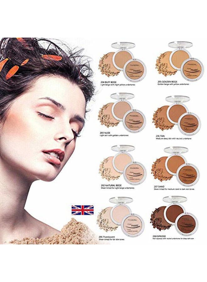 Phoera AQUAPURITY - PHOERA Sheer Matte Fixing Powder Makeup Base Fixer Setting Powder Foundation Fixing Compact Pressed Powder Long Lasting Make Up Fixer Skin Vitamin E Beauty Blender (201 Translucent) - Image 3