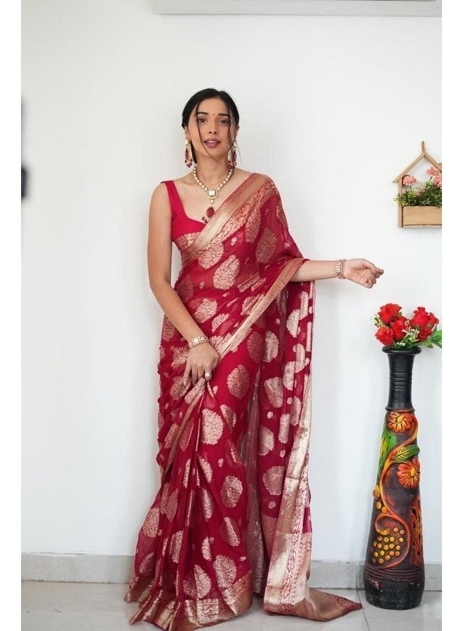 shiv textiles Shiv Textiles Ready to Wear Sarees for Women - Elegant Saree Gown | Premium Ready to Wear Saree for Women | Formal & Stylish Attire for Special Occasions.(ST-R-KP-5039-RED) - Image 2