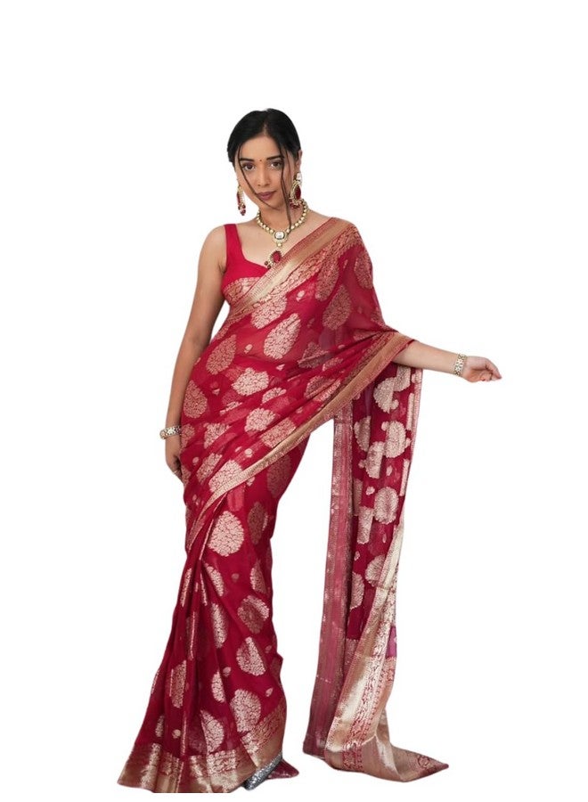 shiv textiles Shiv Textiles Ready to Wear Sarees for Women - Elegant Saree Gown | Premium Ready to Wear Saree for Women | Formal & Stylish Attire for Special Occasions.(ST-R-KP-5039-RED) - Image 1