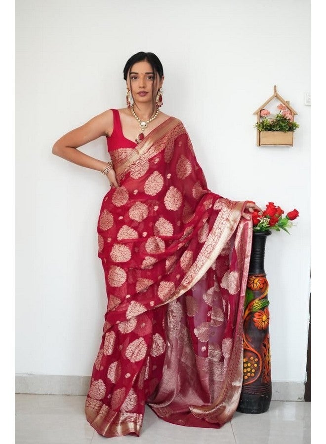 shiv textiles Shiv Textiles Ready to Wear Sarees for Women - Elegant Saree Gown | Premium Ready to Wear Saree for Women | Formal & Stylish Attire for Special Occasions.(ST-R-KP-5039-RED) - Image 3